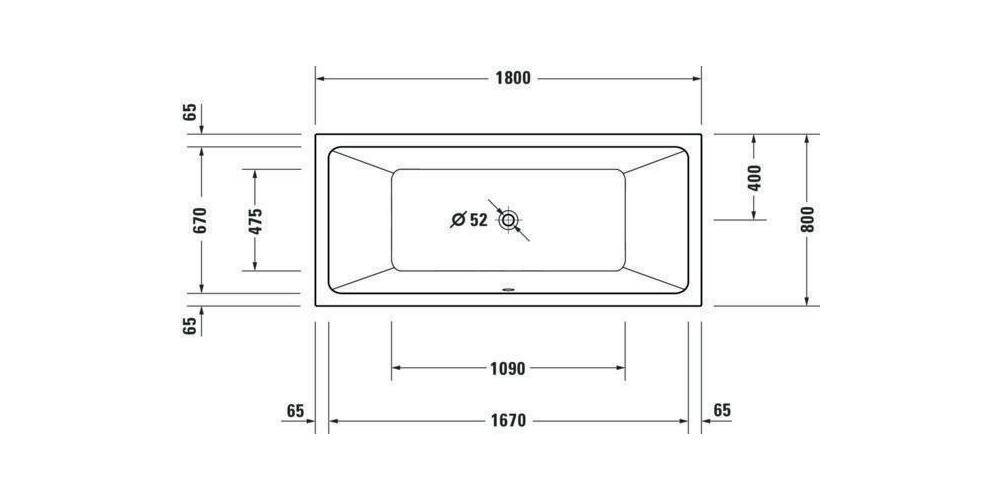 Duravit Badewanne No 1 2 Rückenschrägen weiß 1800x800mm weiß 1800 x