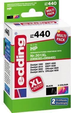 edding Tintenpatrone 18-440 wie HP 301XL sw+fb. 2 St./Pack.