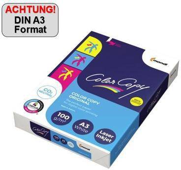 Farbkopie A3 weißes Druckerpapier Ries-Packung mit der Bezeichnung „ACHTUNG! DIN A3 Format
