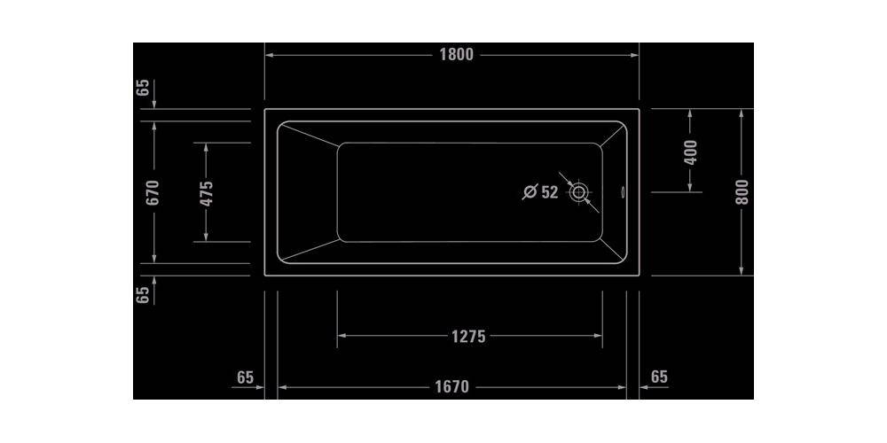 Duravit Badewanne No 1 1 Rückenschrägen weiß 1800x800mm weiß 1800 x