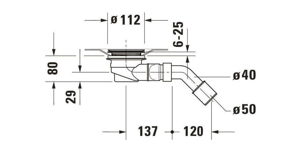 Duravit Duschwannenablauf Abgang waagrecht