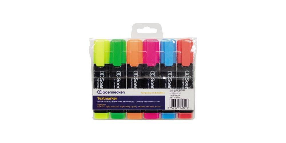 Soennecken Textmarker 2-5mm farbig sortiert 6 St./Pack.