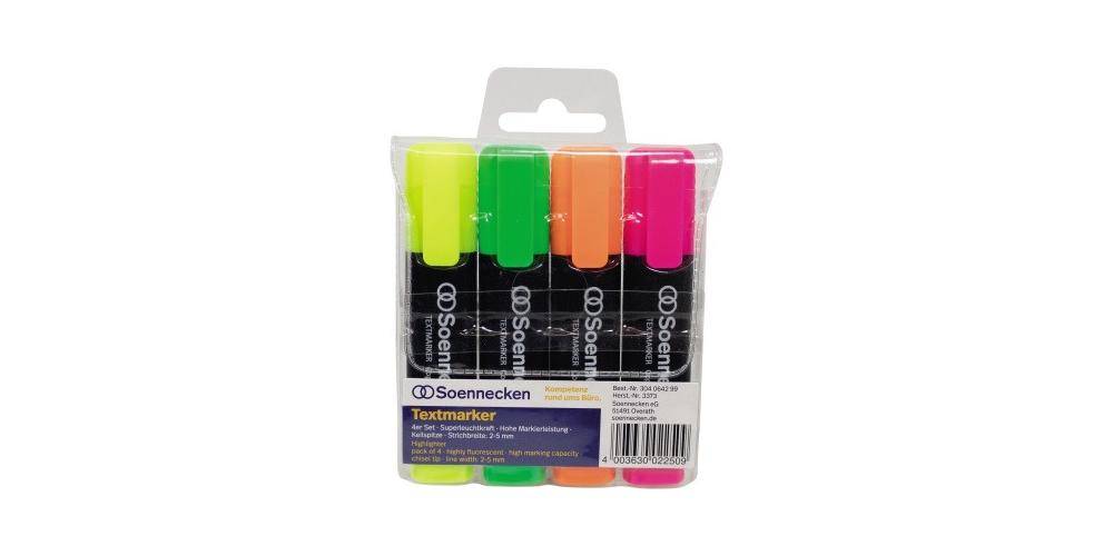 Soennecken Textmarker 2-5mm farbig sortiert 4 St./Pack.