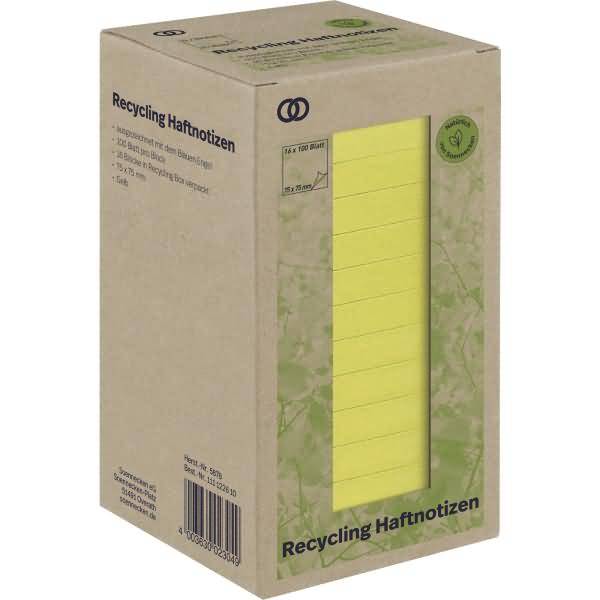 Haftnotiz oeco 5878 RC 75x75mm 100 Blatt gelb 16 Stück