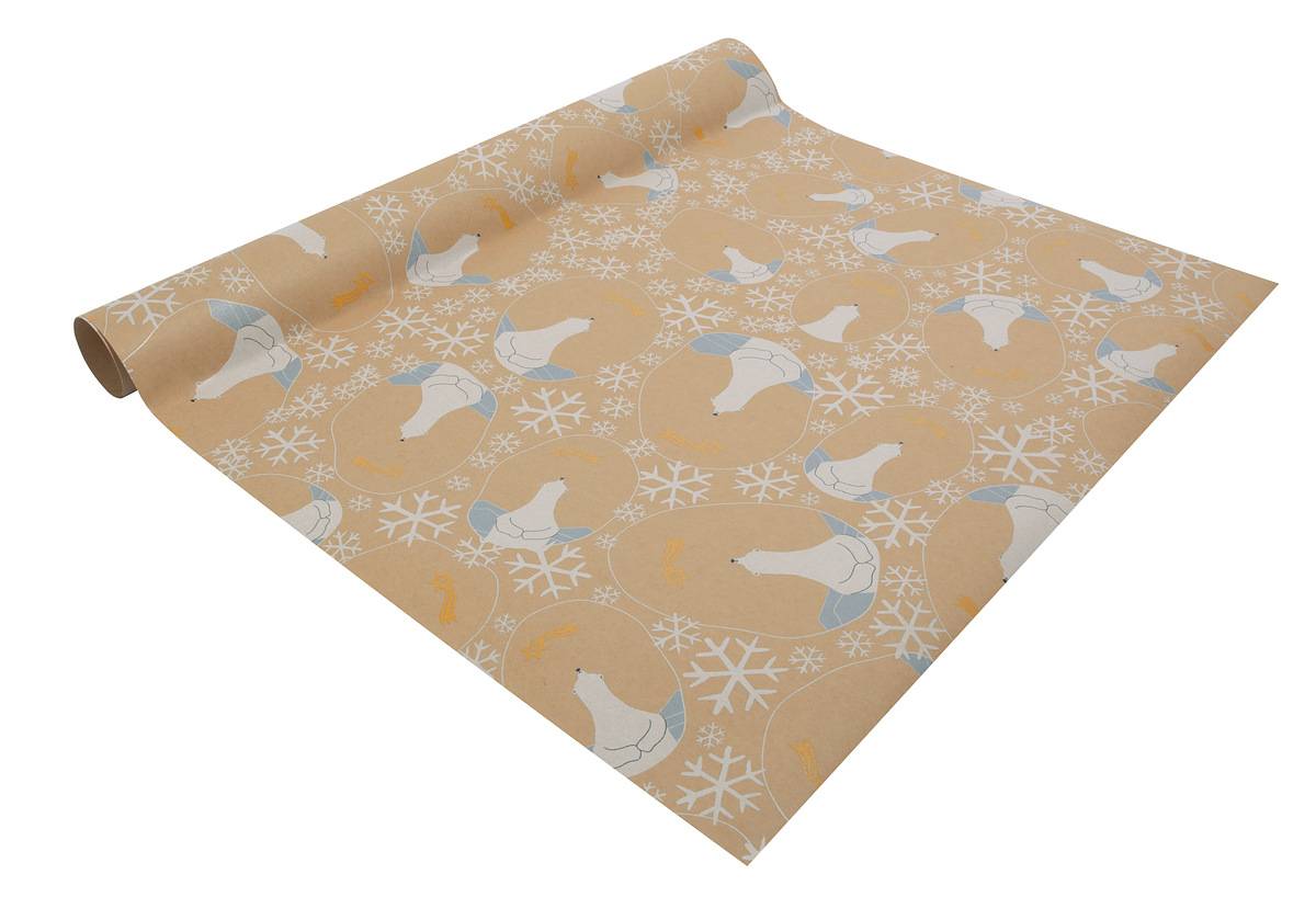 SIGEL Weihnachts-Geschenkpapier Polar bear with shooting star - beige, weiß, gelb - 5 m x 500 mm