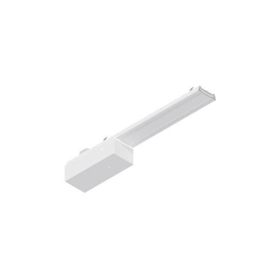 Hängeleuchte mit linearem LED-Design, schlankem rechteckigem Profil und weißer Oberfläche.