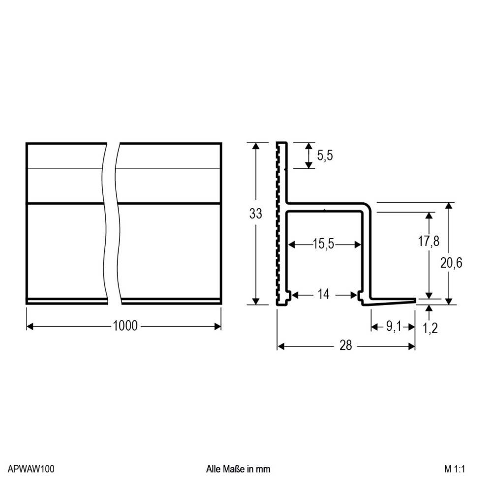 EVN Lichttechnik Aluminiumprofil 1m APWAW100