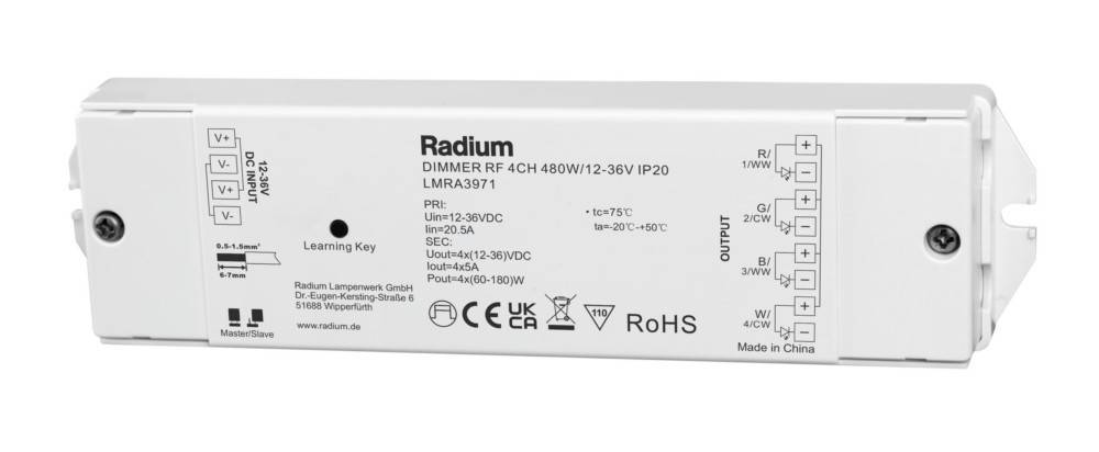 Radium Dimmer RF 4-Kanal 480W/12-36V IP20
