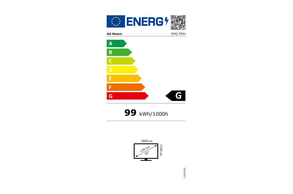 AG Neovo SMQ-5501, 54,6" (138cm) LCD Display, 4K UHD, 3840x2160, DVI, HDMI, VGA, FBAS