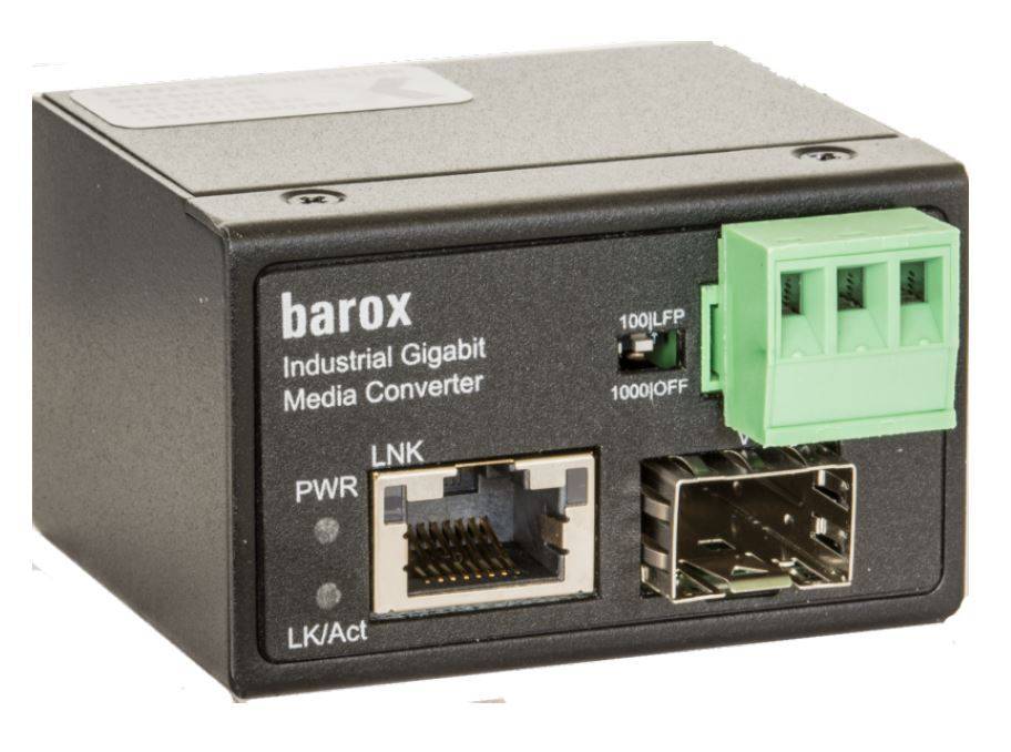 Barox barox PC-PMC101-GME, Mini-Medienkonverter für Hutschienenmontage, erweiterter Temperaturbereich, 1x10/100/1000TX