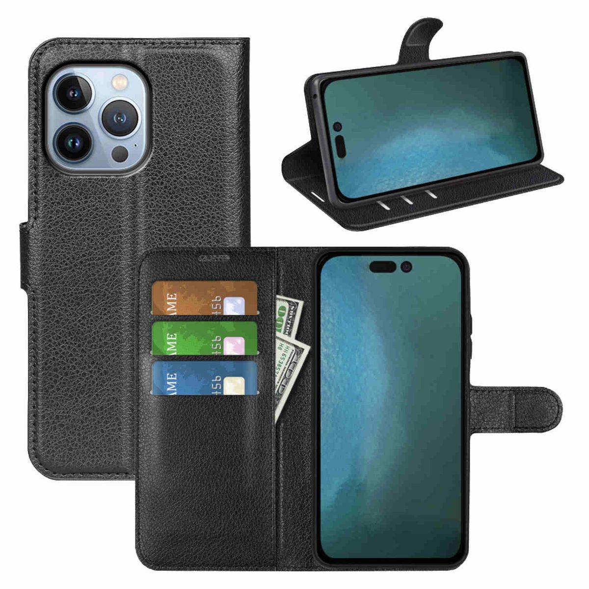 Für Apple iPhone 14 Pro Handy Tasche Wallet Premium Schutz Hülle Case Cover Etuis Neu Zubehör Schwarz