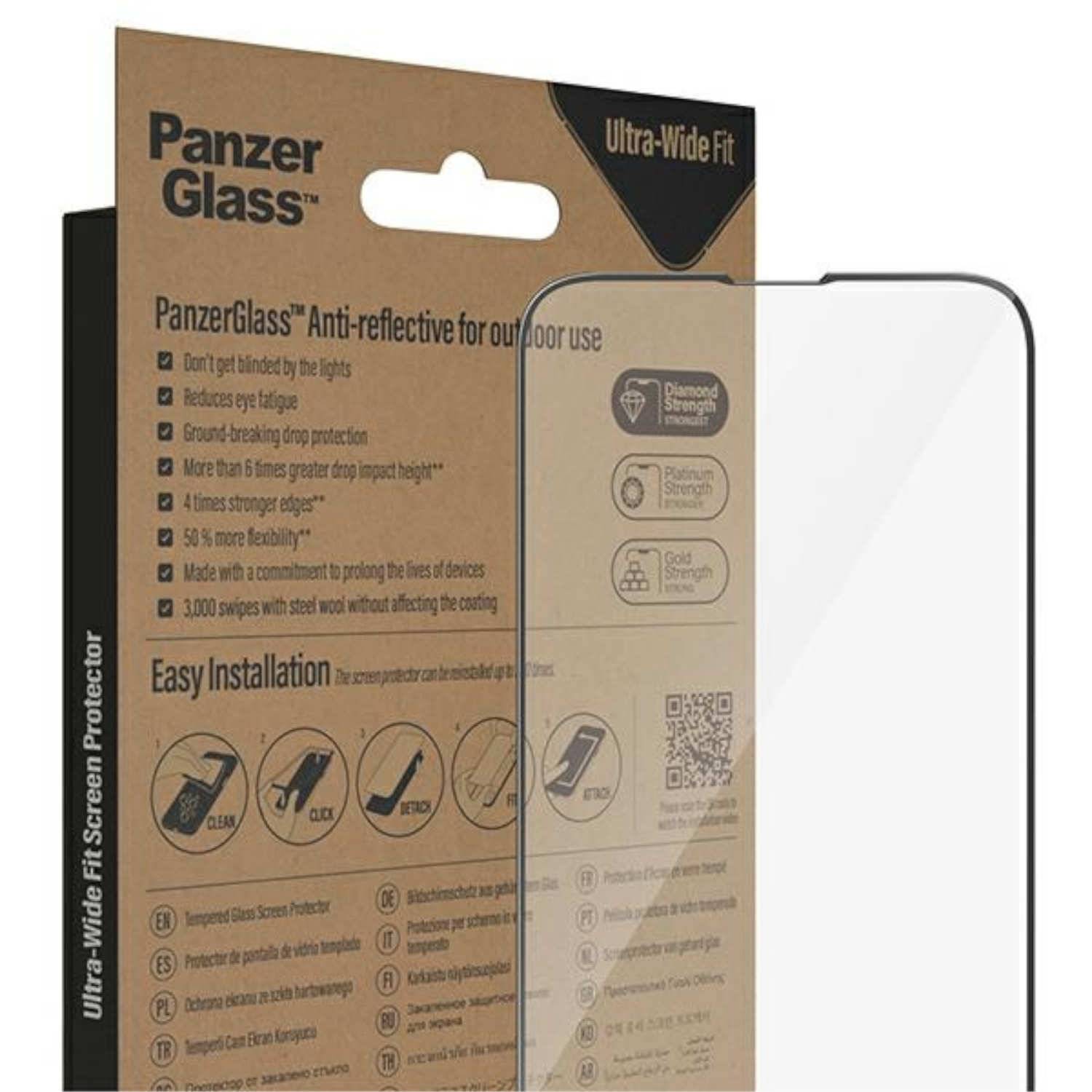 PanzerGlass Bildschirmschutz für Handy - ultra-wide fit - Glas - Rahmenfarbe sch
