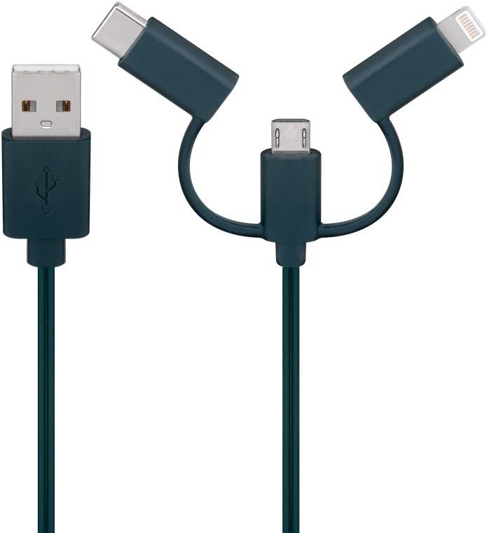 Goobay Smartphone-USB-Ladekabel mit LED-Leuchten - mit 8 bunten Leuchten, lädt gängige Android-Smartphones, iPhones, USB