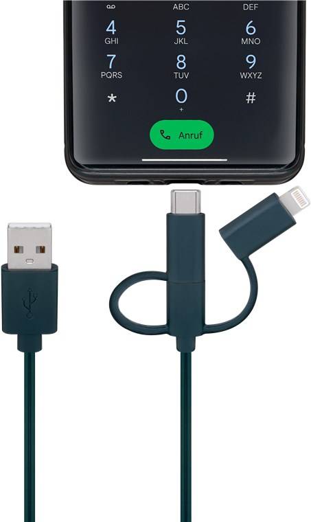 Goobay Smartphone-USB-Ladekabel mit LED-Leuchten - mit 8 bunten Leuchten, lädt gängige Android-Smartphones, iPhones, USB