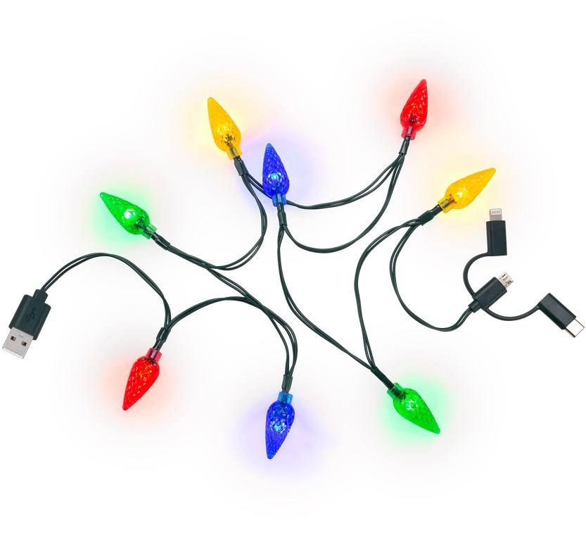 Goobay Smartphone-USB-Ladekabel mit LED-Leuchten - mit 8 bunten Leuchten, lädt gängige Android-Smartphones, iPhones, USB