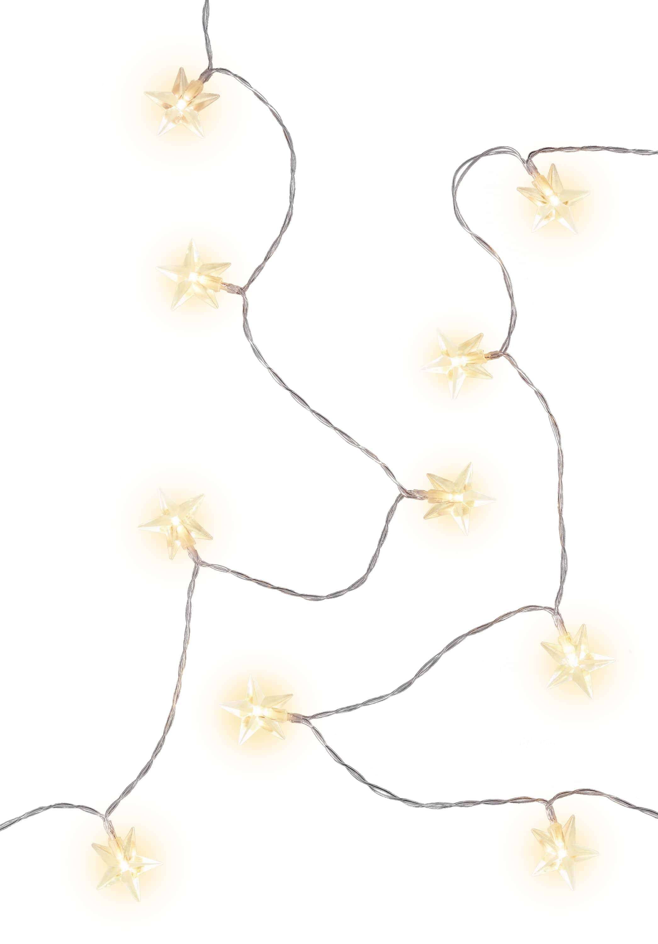 GOOBAY LED-Lichterkette "Sterne", 80 LEDs, Silberdraht, 2 Leucht Modi, Innen/Außen, 12,15 m