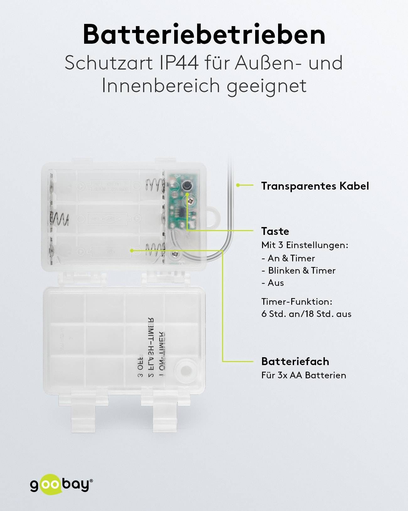 GOOBAY LED-Lichterkette "Sterne", 80 LEDs, Silberdraht, 2 Leucht Modi, Innen/Außen, 12,15 m