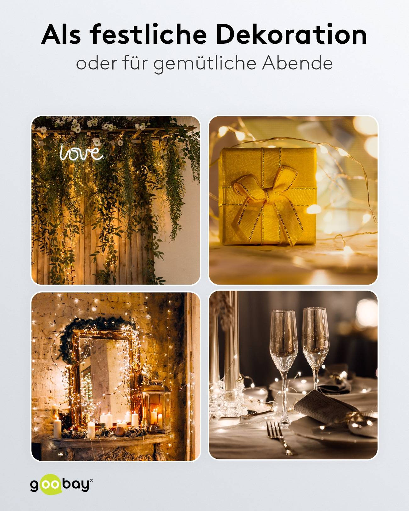 GOOBAY LED-Lichterkette "Sterne", Silberdraht, Timerfunktion, 20 LEDs, 220 cm