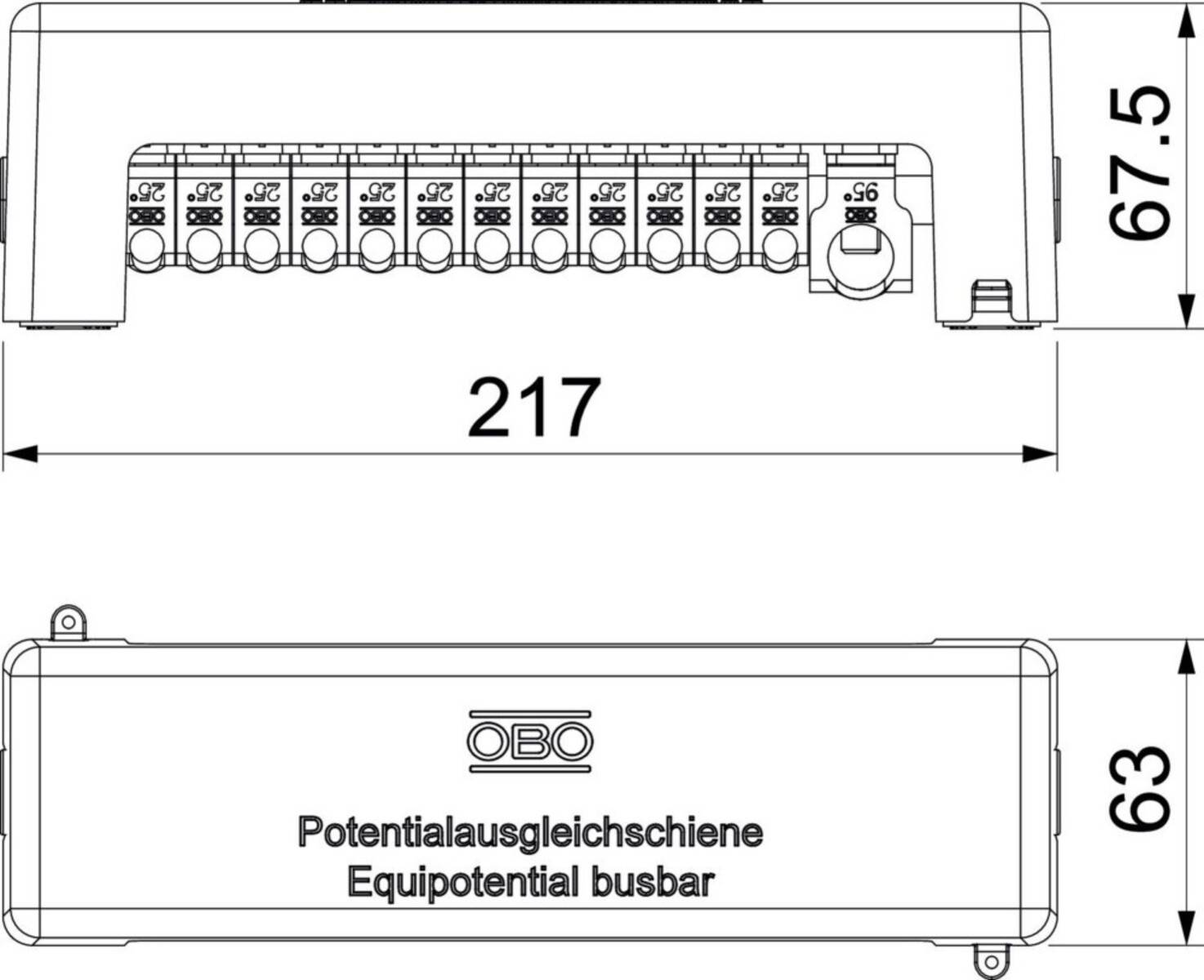 OBO Bettermann Potentialausgleichsschiene 1801 12x25 1x95