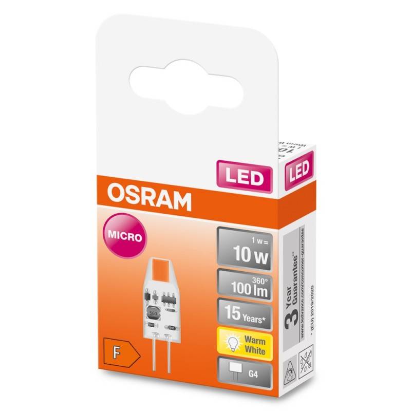 OSRAM HOMELIGHTING 4058075523098 LED EEK F (A - G) G4 1W = 10W Warmweiß (Ø x L) 10mm x 30mm 1St.