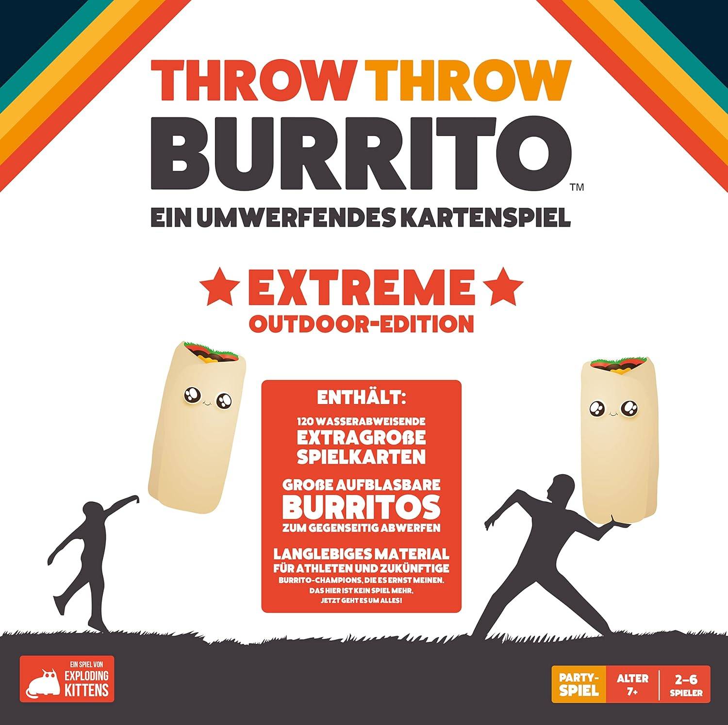 Asmodee EXKD0020 - Partyspiel - Throw Throw Burrito (Extreme Outdoor-Edition)