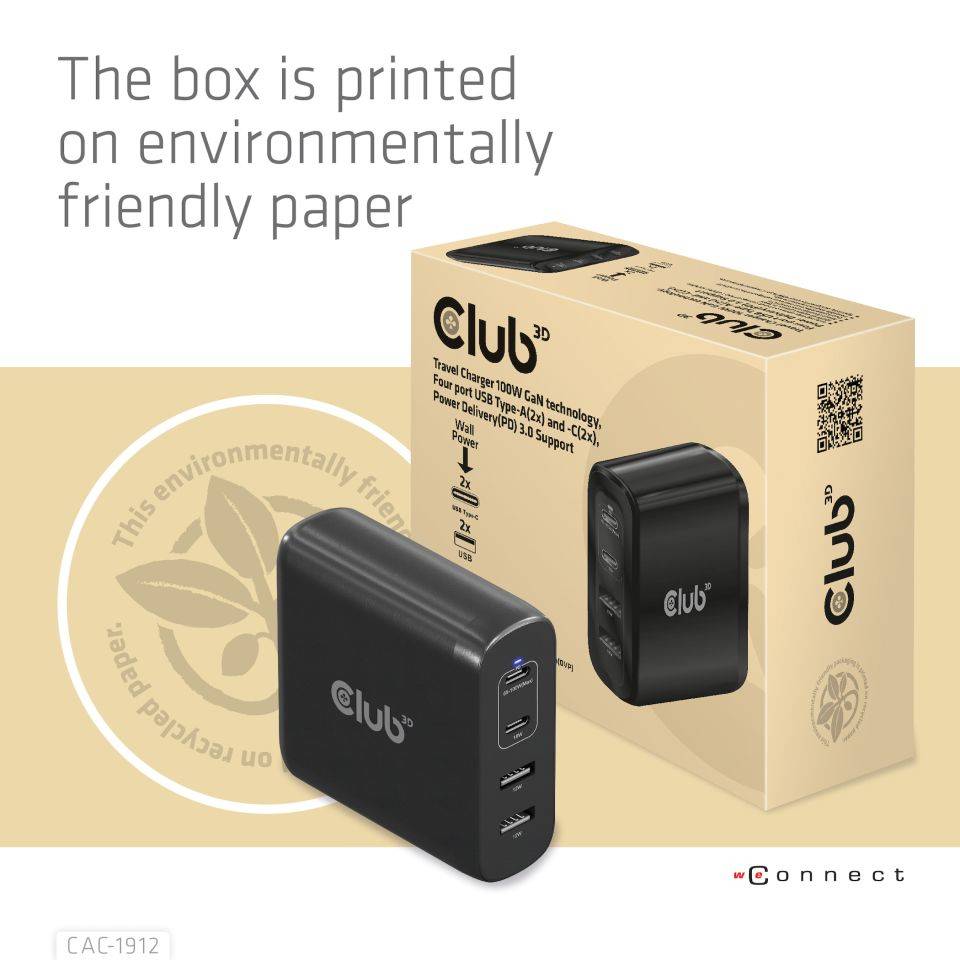 Club 3D CAC-1912EU - Universal - Indoor/Outdoor - 100-240 V - 50-60 Hz - 100 W -
