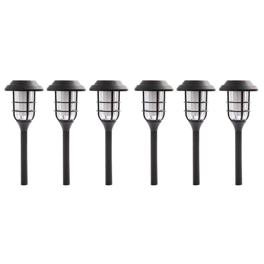 Solarlampe Garten Deko für Außen Erdspiess Solarlampen Balkonleuchten Laterne Solar mit Erdspieß, Kunststoff schwarz, Akku 6-8h, LED warmweiß, DxH