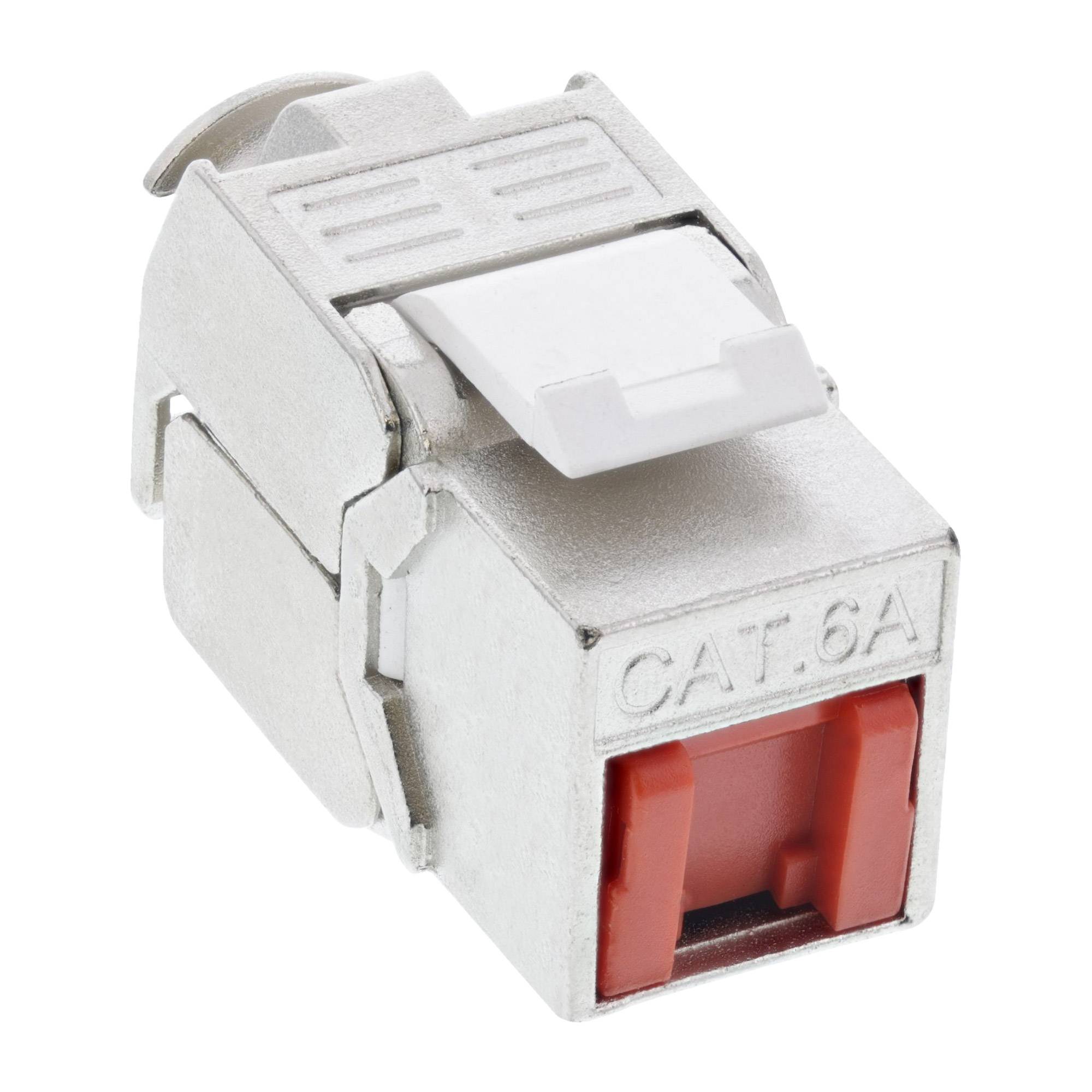 INLINE - Keystone RJ45 Buchse - SNAP-In - Cat.6a - mit Staubschutz rot