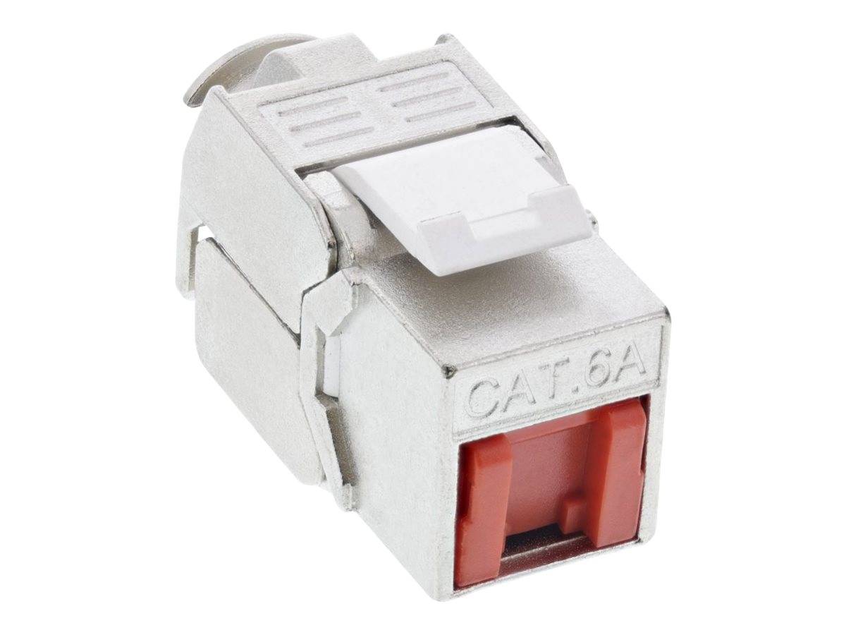 INLINE - Keystone RJ45 Buchse - SNAP-In - Cat.6a - mit Staubschutz rot