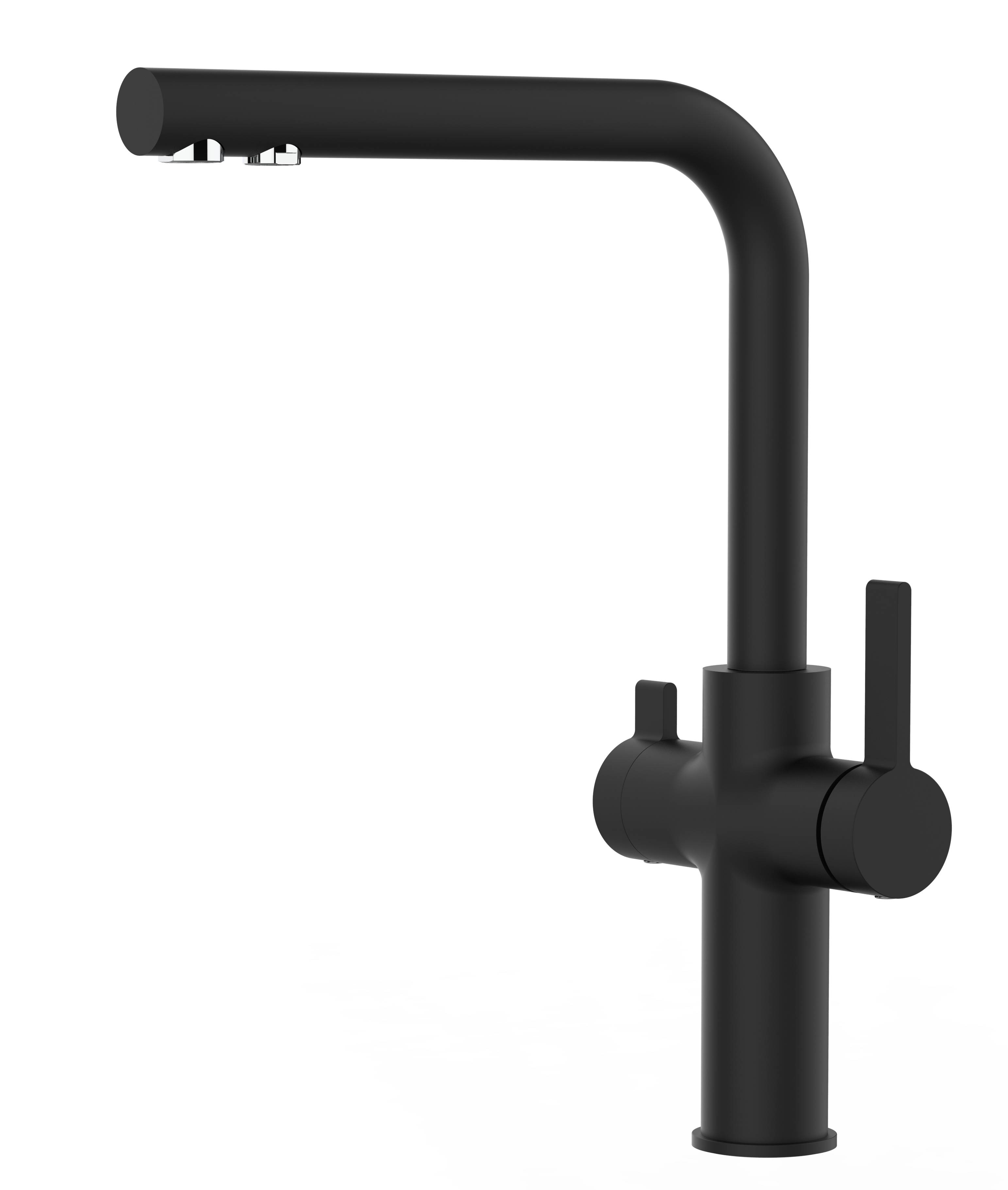 3 Wege Wasserhahn Küche Spültischarmatur Schwarz Matt Küchenarmatur mit L 360° schwenkbarem Auslauf - VZFC Design