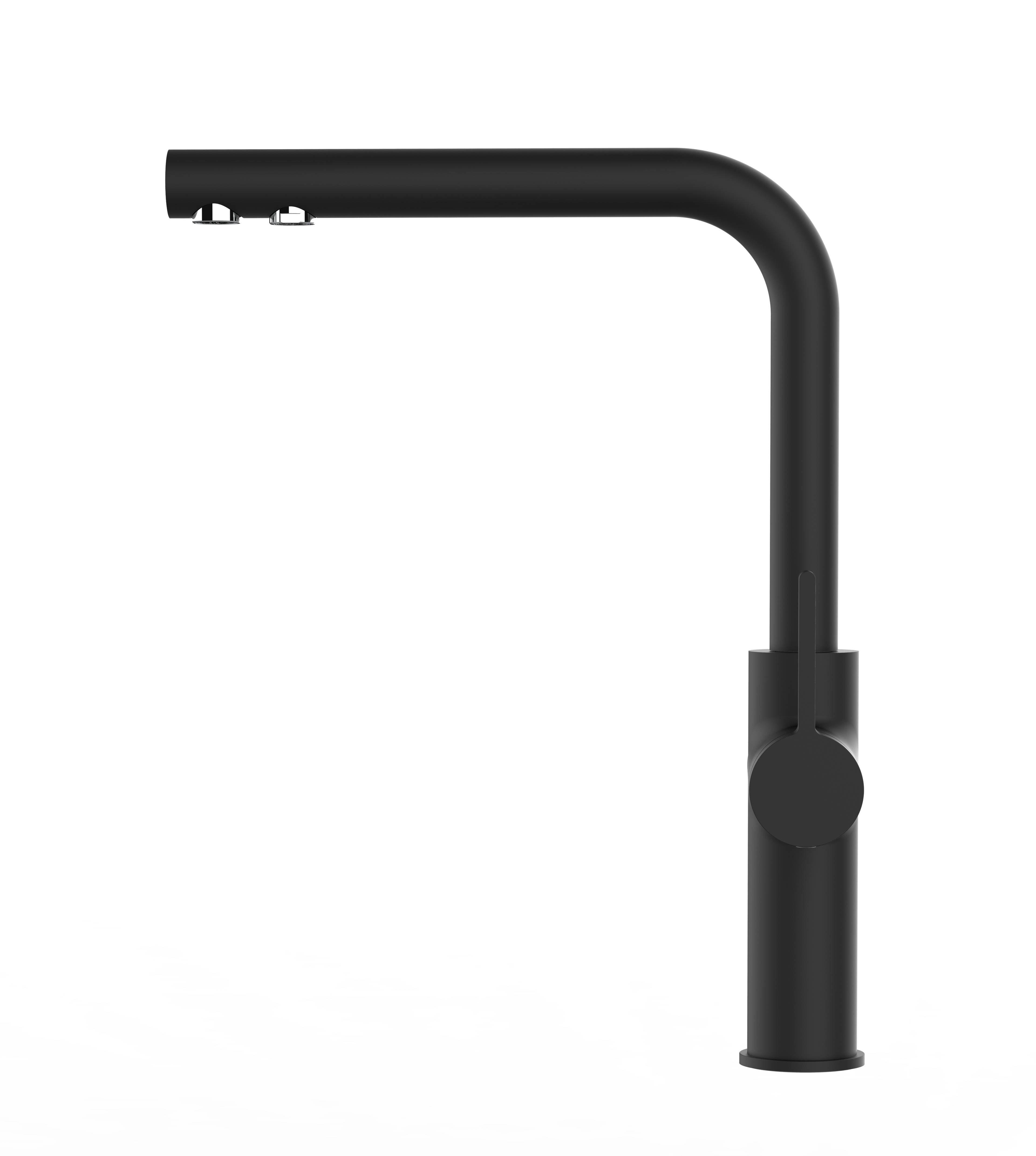 4 Wege Wasserhahn Küche Spültischarmatur Schwarz Matt Küchenarmatur mit L 360° schwenkbarem Auslauf - VZFC Design