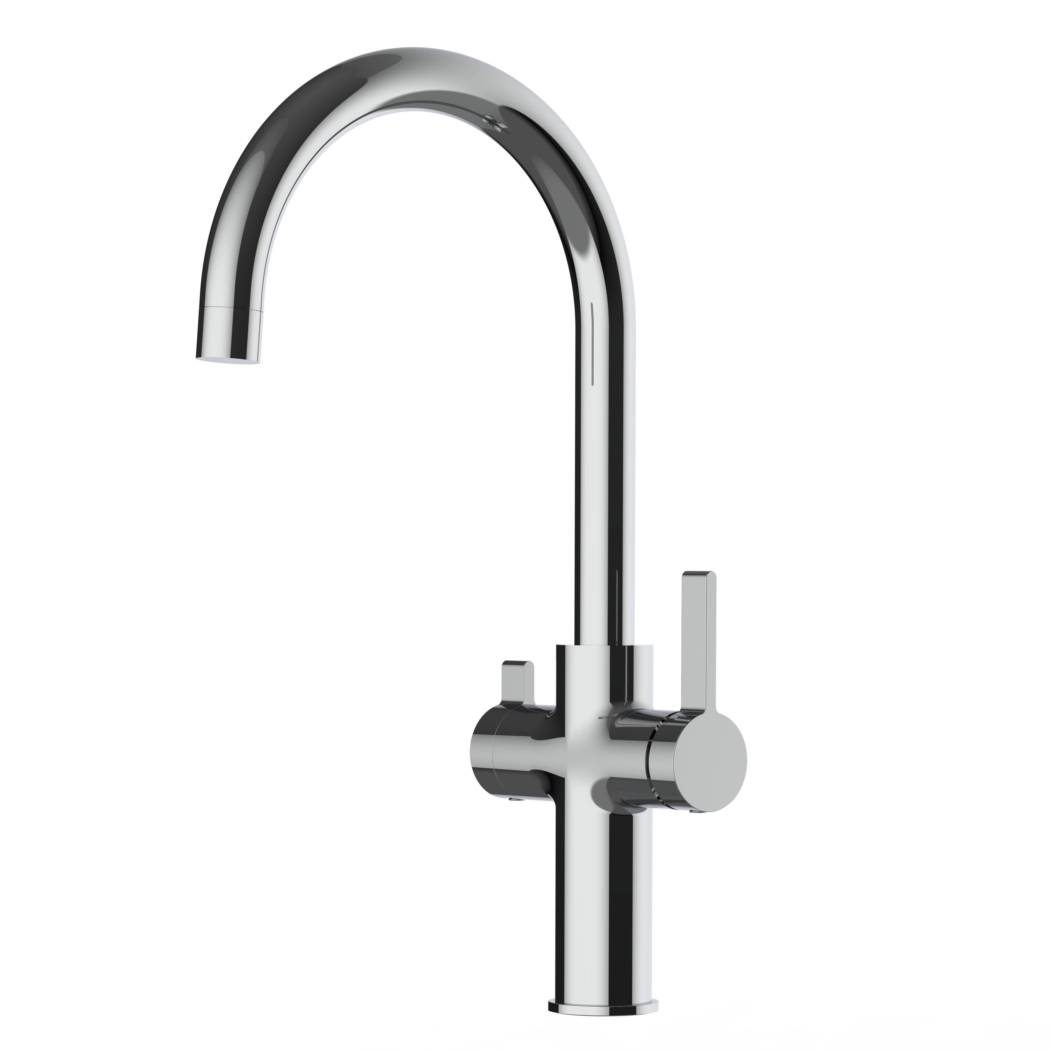 4 Wege Wasserhahn Küche Spültischarmatur chrom Küchenarmatur mit U 360° schwenkbarem Auslauf - VZFC Design