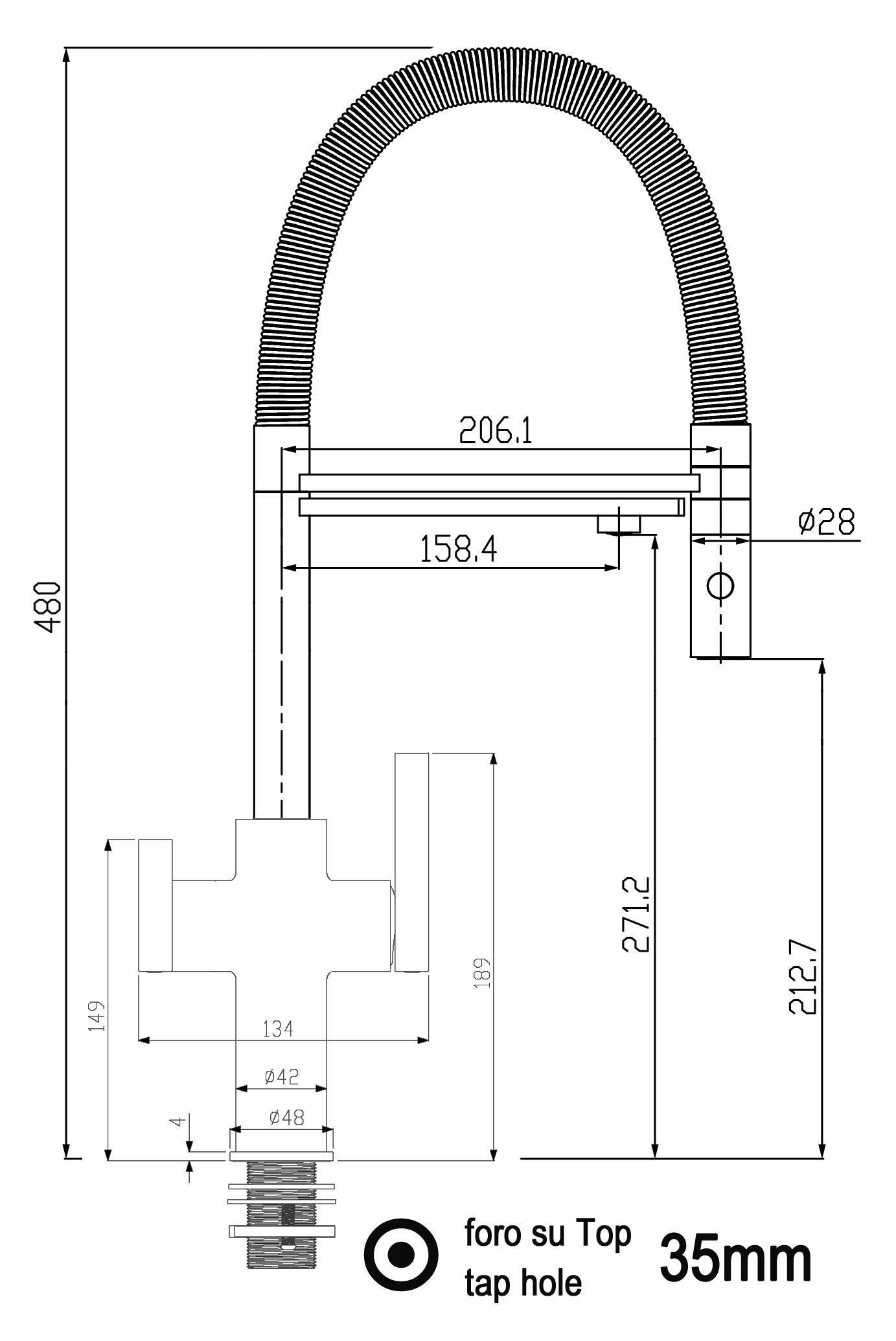 4 Wege Wasserhahn Küche Spültischarmatur chrom Küchenarmatur mit rot 360° schwenkbarem Auslauf und abnehmbare 2 strahl Handbrause - VZFC Design