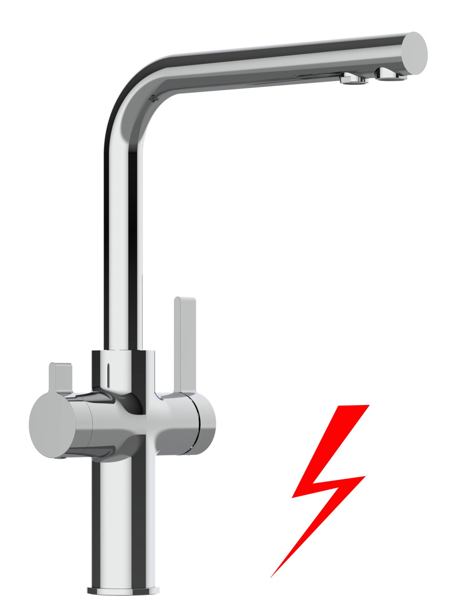 NIEDERDRUCK 3 Wege Wasserhahn Küche Spültischarmatur chrom Küchenarmatur mit L 360° schwenkbarem Auslauf - VZFC Design