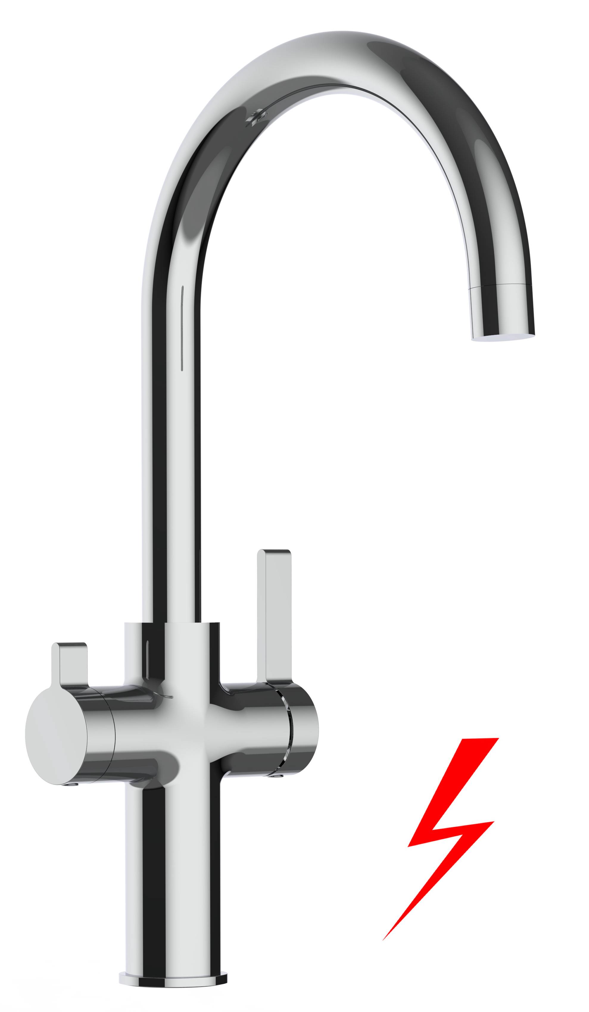 NIEDERDRUCK 3 Wege Wasserhahn Küche Spültischarmatur chrom Küchenarmatur mit U 360° schwenkbarem Auslauf - VZFC Design