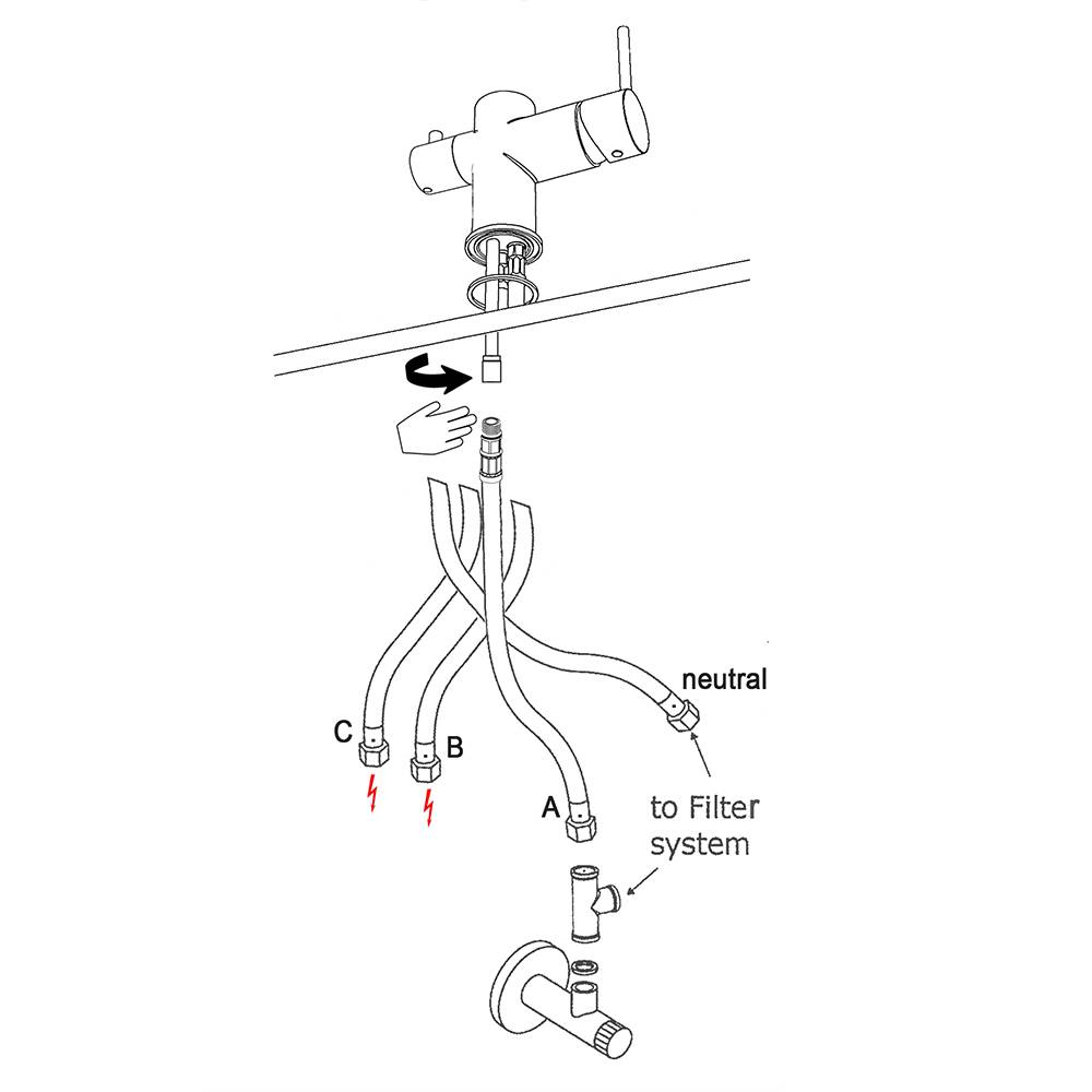 NIEDERDRUCK 3 Wege Wasserhahn Küche Spültischarmatur chrom Küchenarmatur mit gelb 360° schwenkbarem Auslauf und abnehmbare 2 strahl Handbrause -