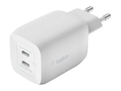 Belkin BoostCharge Pro GaN - Netzteil - PPS- und GaN-Technologie - 65 Watt - Fast Charge, PD 3.0 - 2 Ausgabeanschlussste