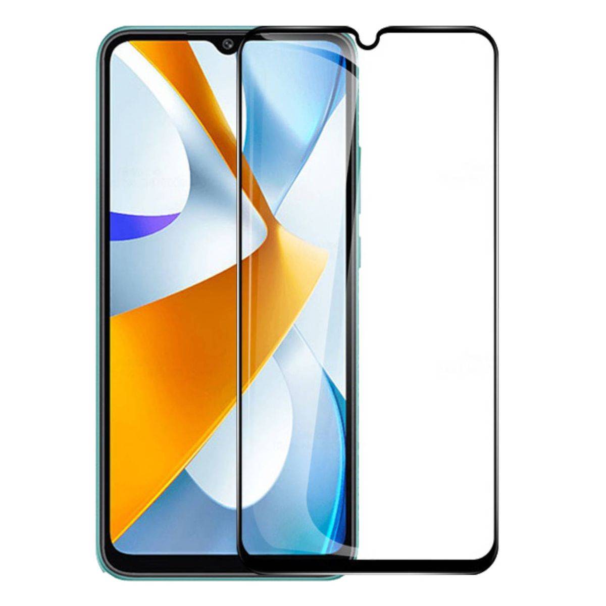 Für Xiaomi Poco C40 2x 3D Premium 0,3 mm H9 Hart Glas Schwarz Folie Schutz Hülle Neu