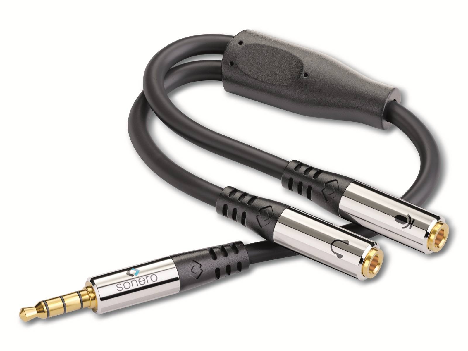 SONERO Audioadapter 0,25 m, Klinkenstecker auf 2x Klinkenbuchse