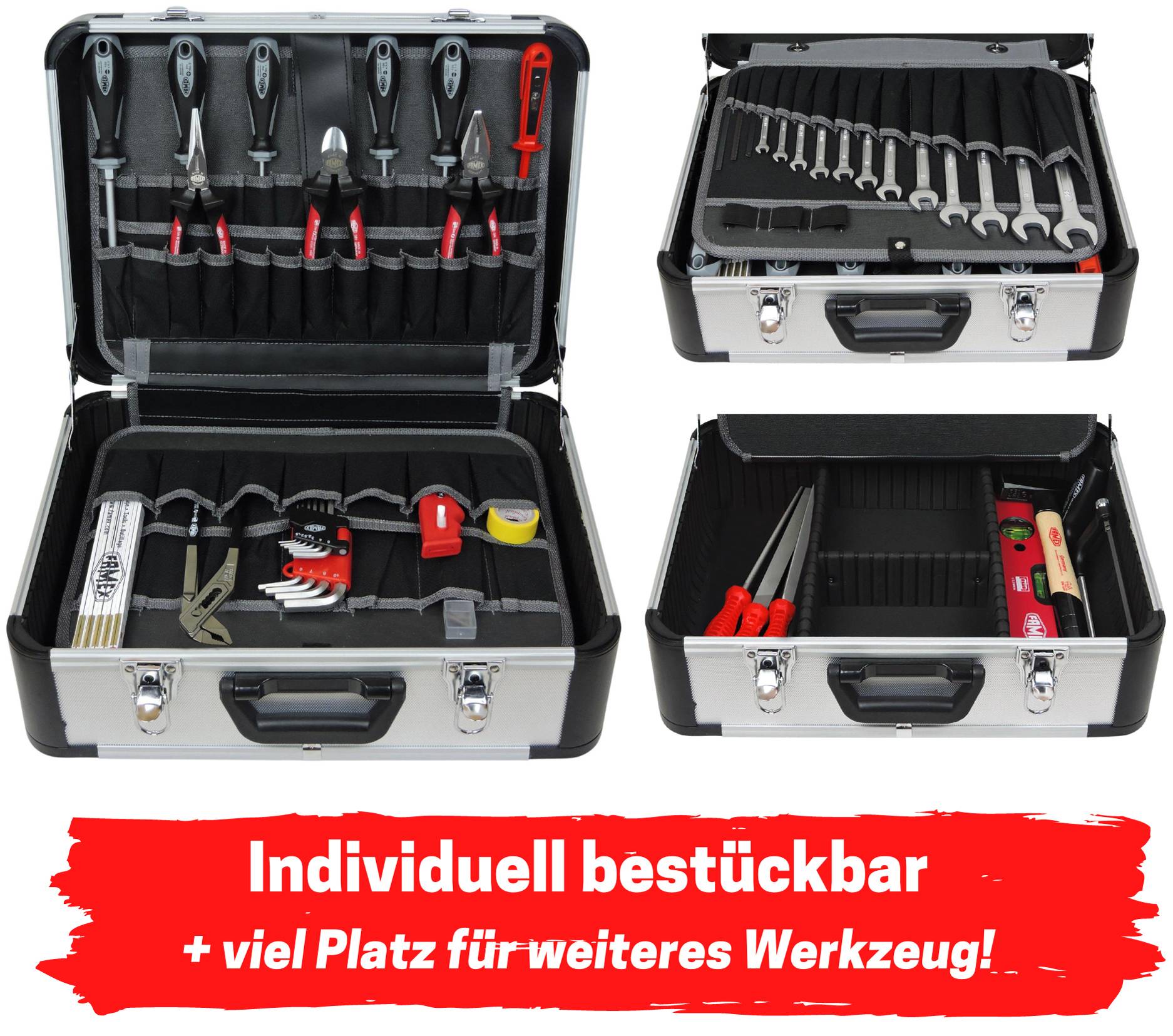 FAMEX 429-88 Alu Werkzeugkoffer bestückt mit Werkzeug Set - PROFFESIONAL
