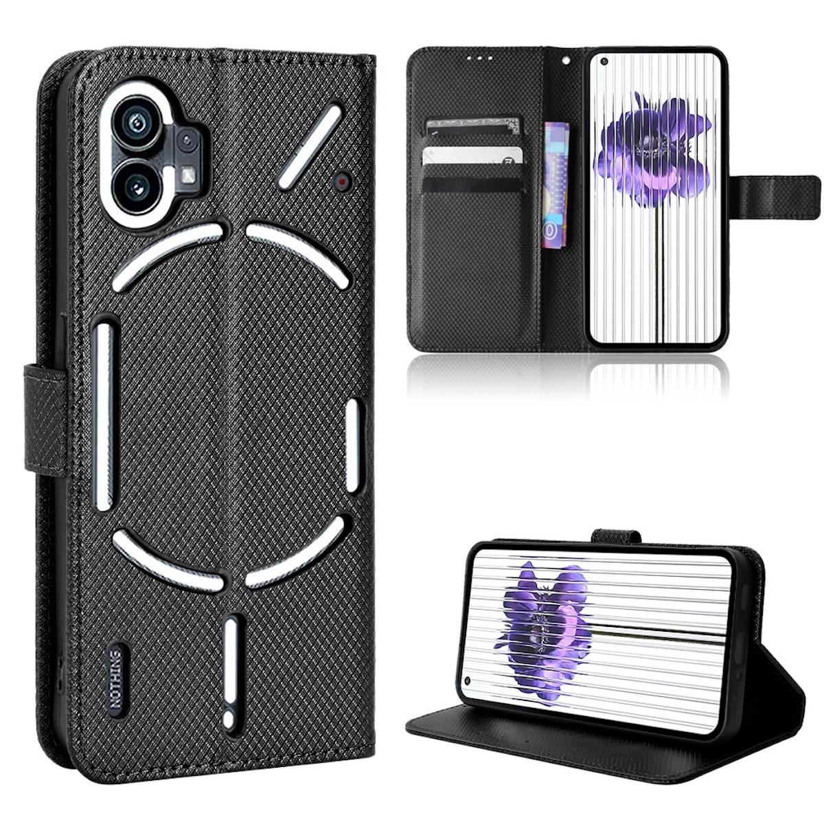 Für Nothing Phone 1 All-Inclusive Kunstleder Cover Handy Tasche Hülle Etuis Schwarz