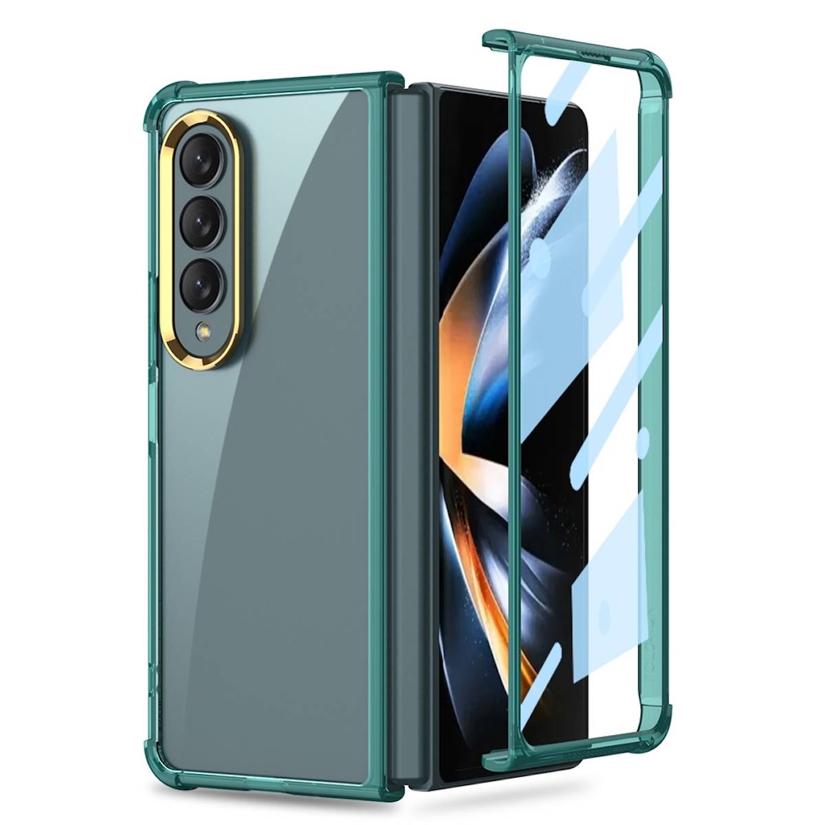 Für Samsung Galaxy Z Fold4 5G 360 Grad Schock Vollschutz Cover Handy Tasche Hülle Etuis Grün