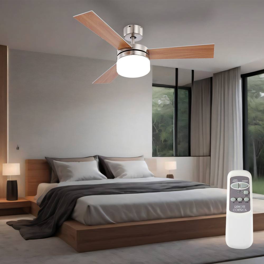 Deckenventilator mit Beleuchtung Fernbedienung Deckenlampe mit Ventilator leise rund, 3 Stufen, 2x max. 40W, DxH 105 x 30,5 cm