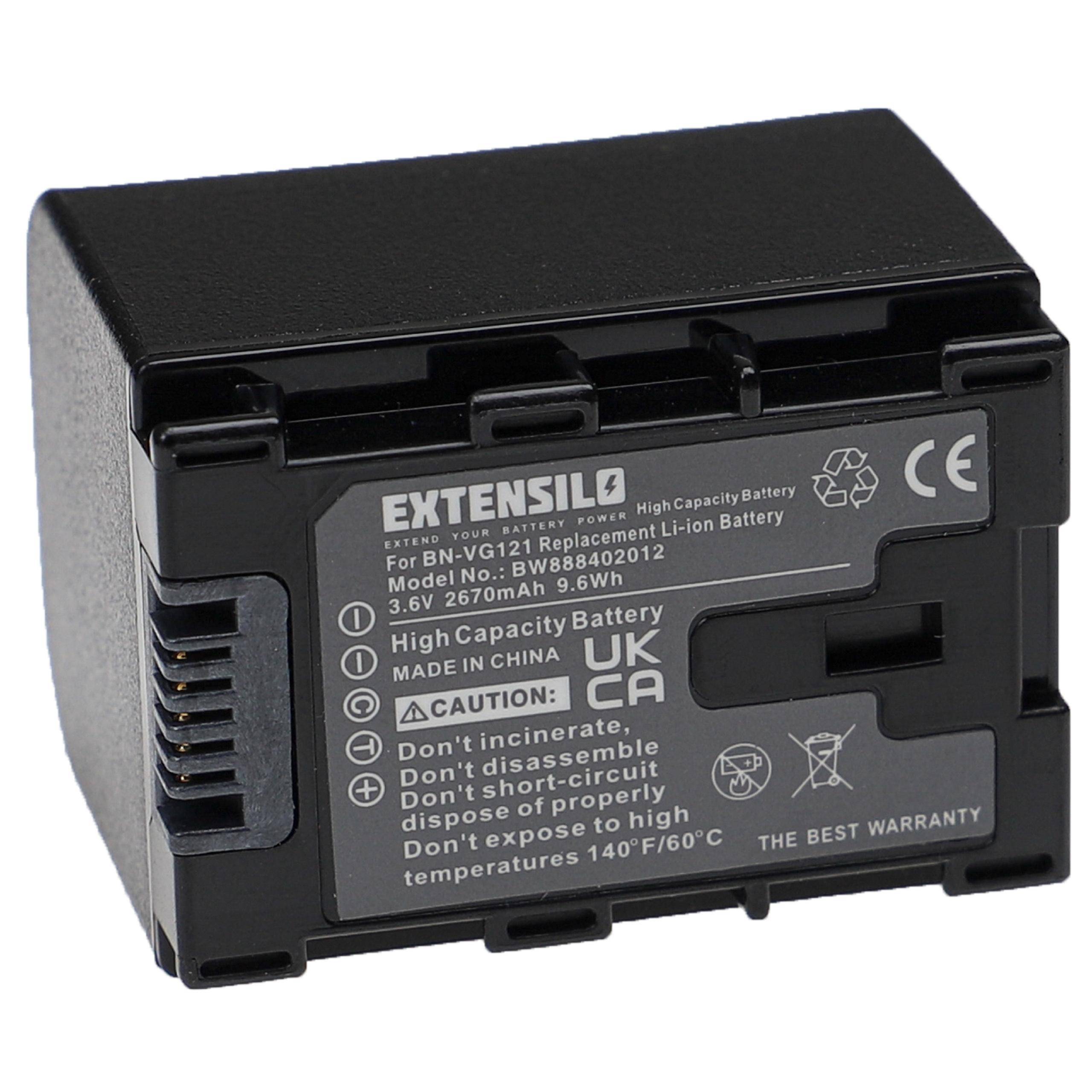 EXTENSILO Akku kompatibel mit JVC GZ-HM670, GZ-HM690, GZ-HM650BU, GZ-HM655, GZ-HM845, GZ-HM855 Videokamera Camcorder (2670 mAh, 3,6 V, Li-Ion)