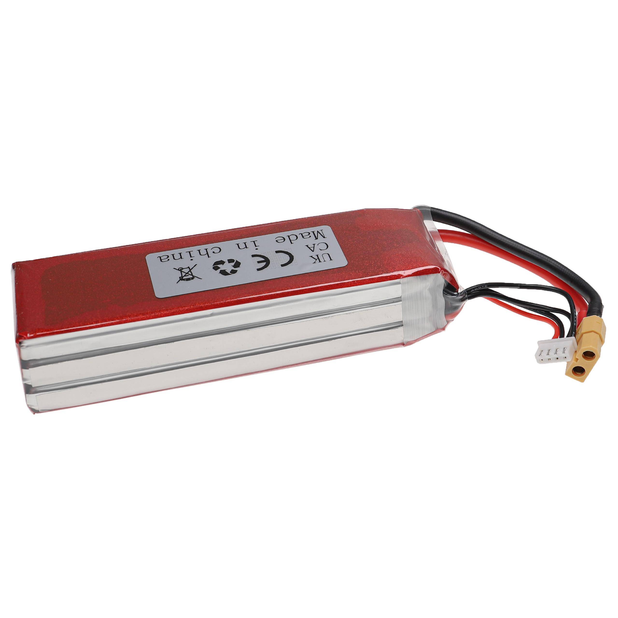 vhbw Akku kompatibel mit XT60 Stecker für Modellbau z.B. Racing Car, Helikopter, Flugzeug (6000mAh, 11,1V, Li-Polymer, 125 x 46 x 35 mm)