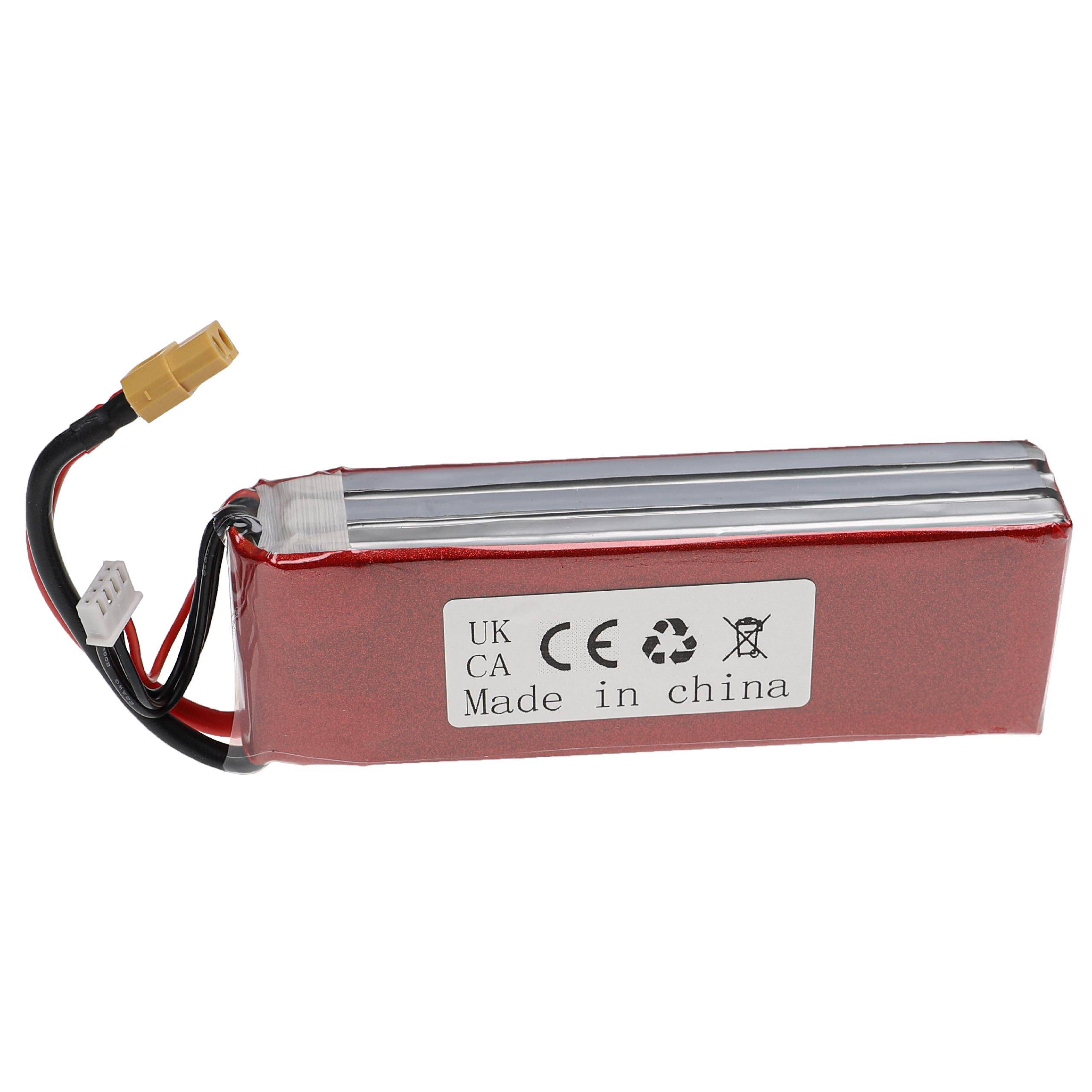 vhbw Akku kompatibel mit XT60 Stecker für Modellbau z.B. Racing Car, Helikopter, Flugzeug (6000mAh, 11,1V, Li-Polymer, 125 x 46 x 35 mm)