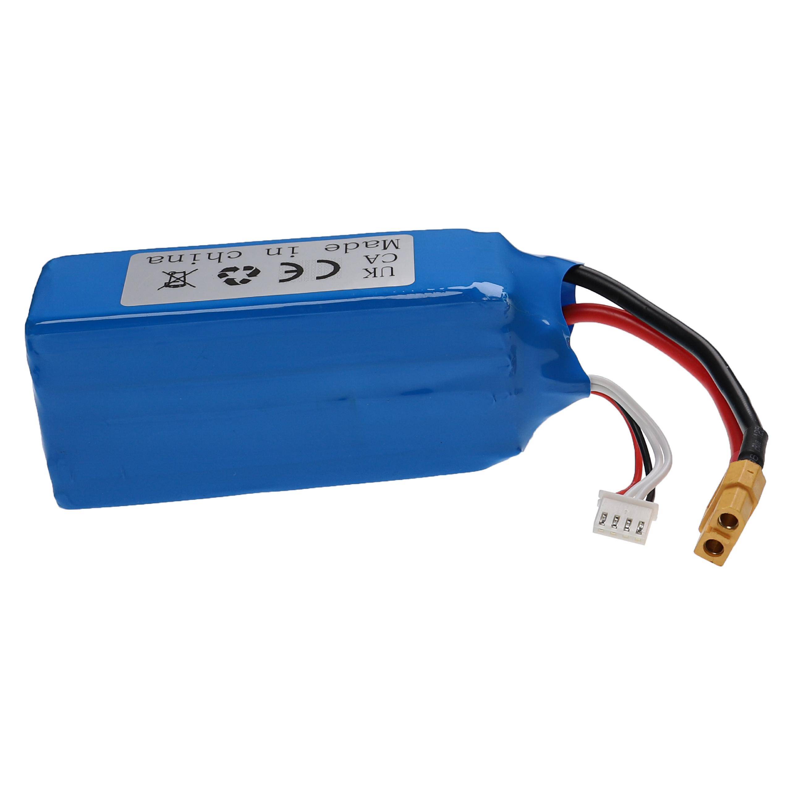vhbw Akku kompatibel mit XT60 Stecker für Modellbau z.B. Racing Car, Helikopter, Flugzeug (5400mAh, 11,1V, Li-Polymer, 104 x 42 x 34 mm)