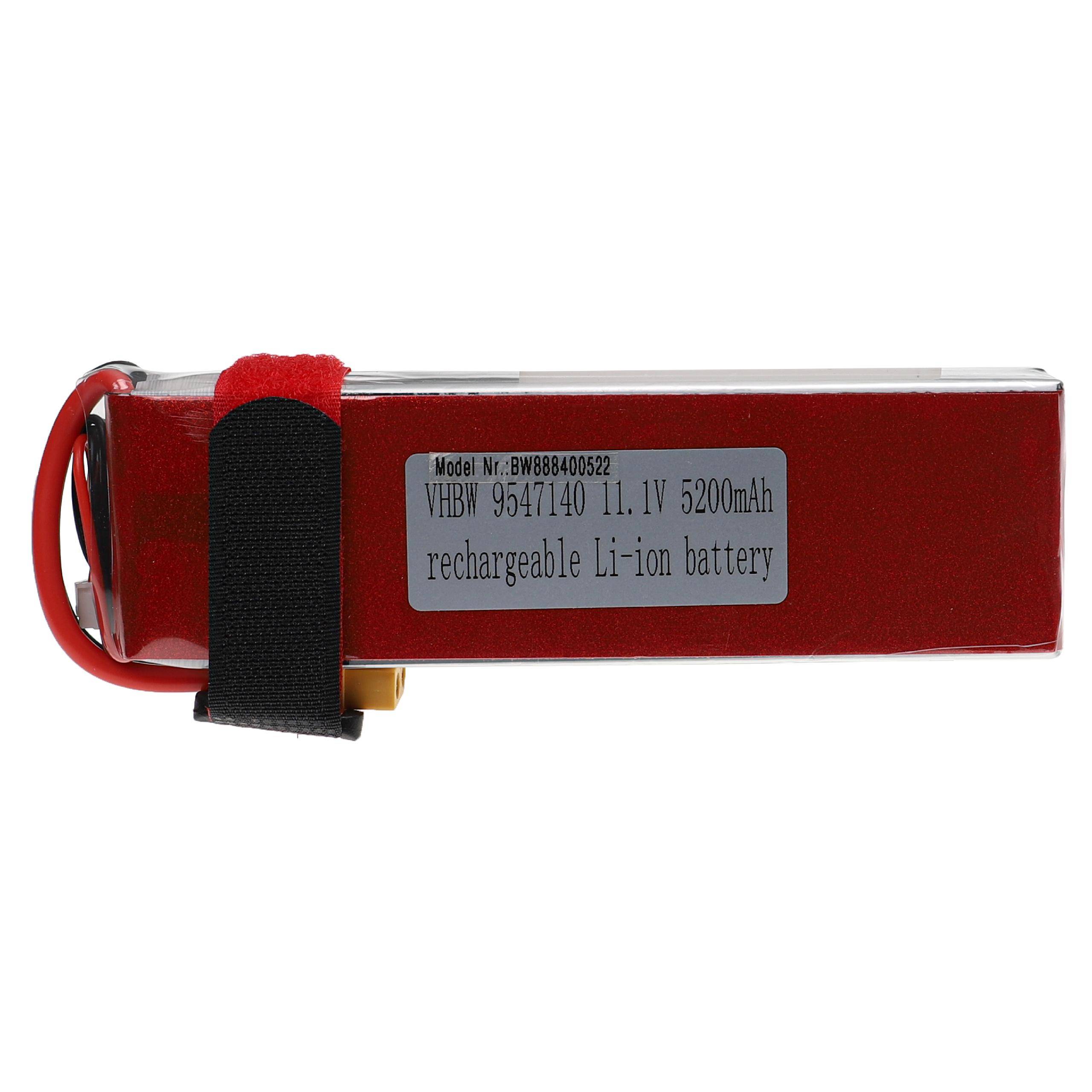 vhbw Akku kompatibel mit XT60 Stecker für Modellbau z.B. Racing Car, Helikopter, Flugzeug (5200mAh, 11,1V, Li-Polymer, 145 x 50 x 28 mm)