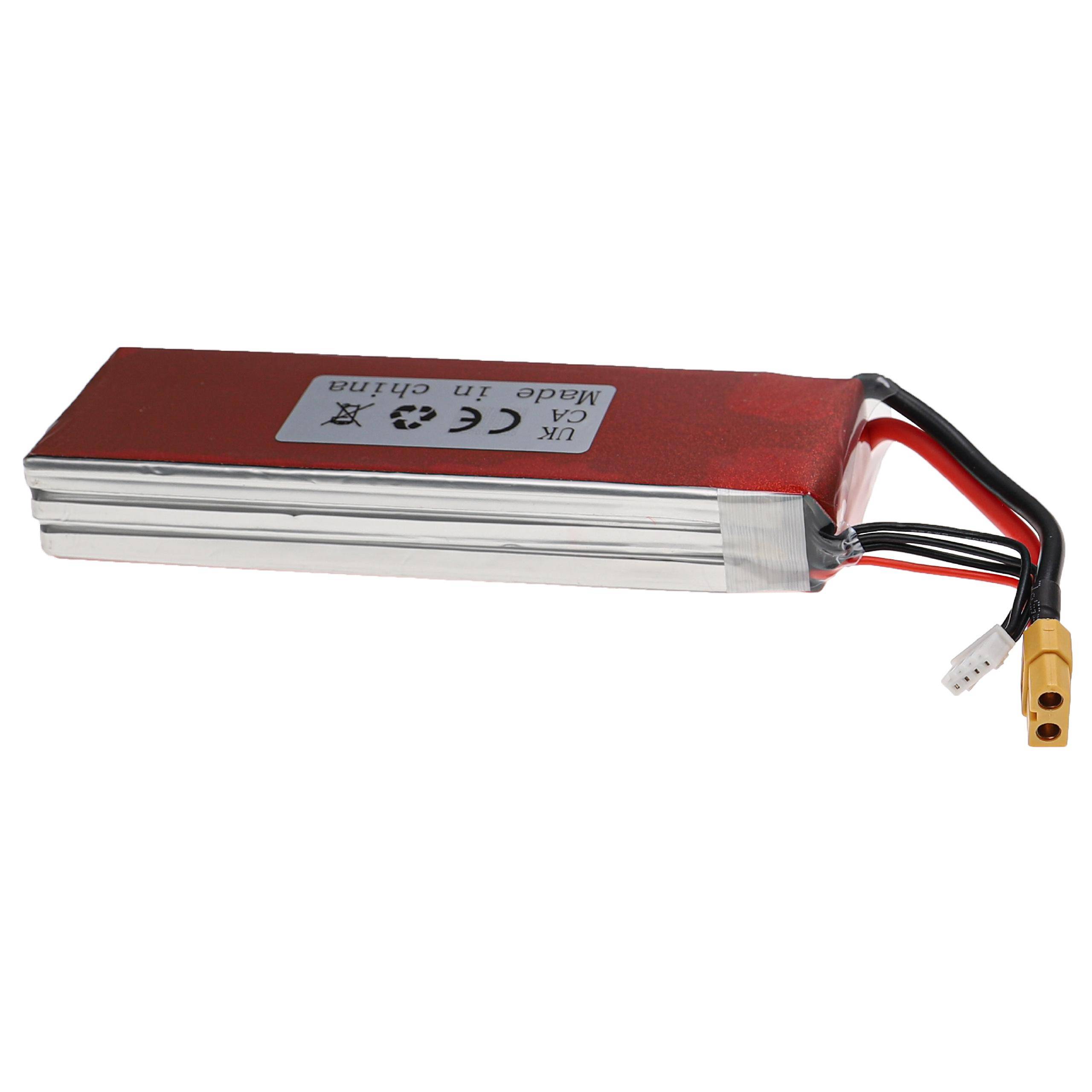 vhbw Akku kompatibel mit XT60 Stecker für Modellbau z.B. Racing Car, Helikopter, Flugzeug (5200mAh, 11,1V, Li-Polymer, 145 x 50 x 28 mm)