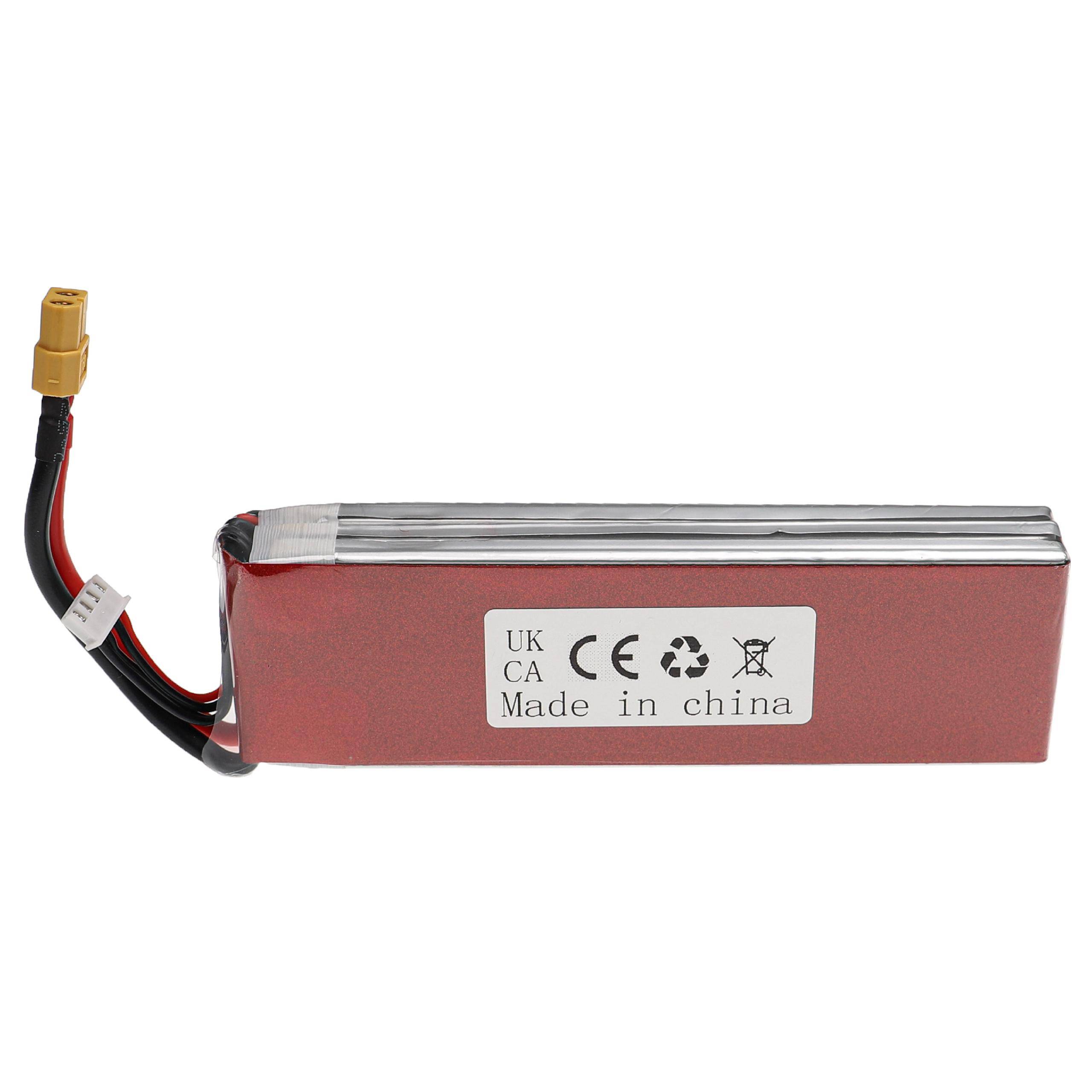 vhbw Akku kompatibel mit XT60 Stecker für Modellbau z.B. Racing Car, Helikopter, Flugzeug (5200mAh, 11,1V, Li-Polymer, 145 x 50 x 28 mm)
